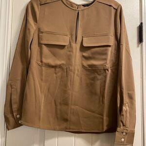 Banana Republic Womens Camp Shirt with Keyhold neck. Taupe - Size S NWT